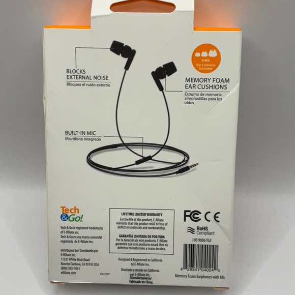 Memory Foam Earphones & Microphone, External Noise Blocking Tech & Go White - Picture 2 of 5